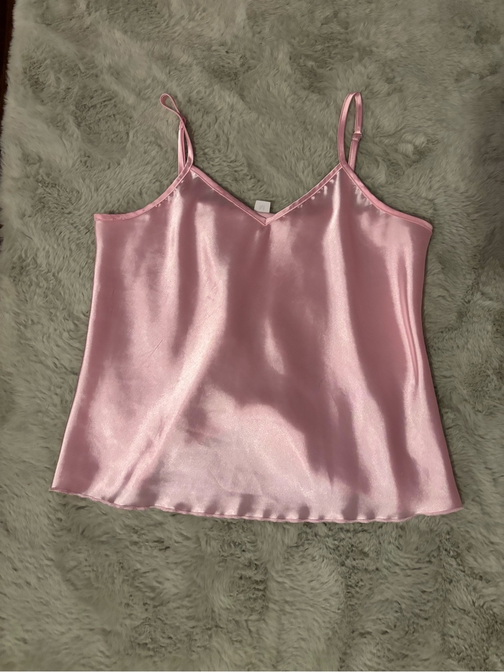 Satin V-Neck Spaghetti Strap Cami - Pink